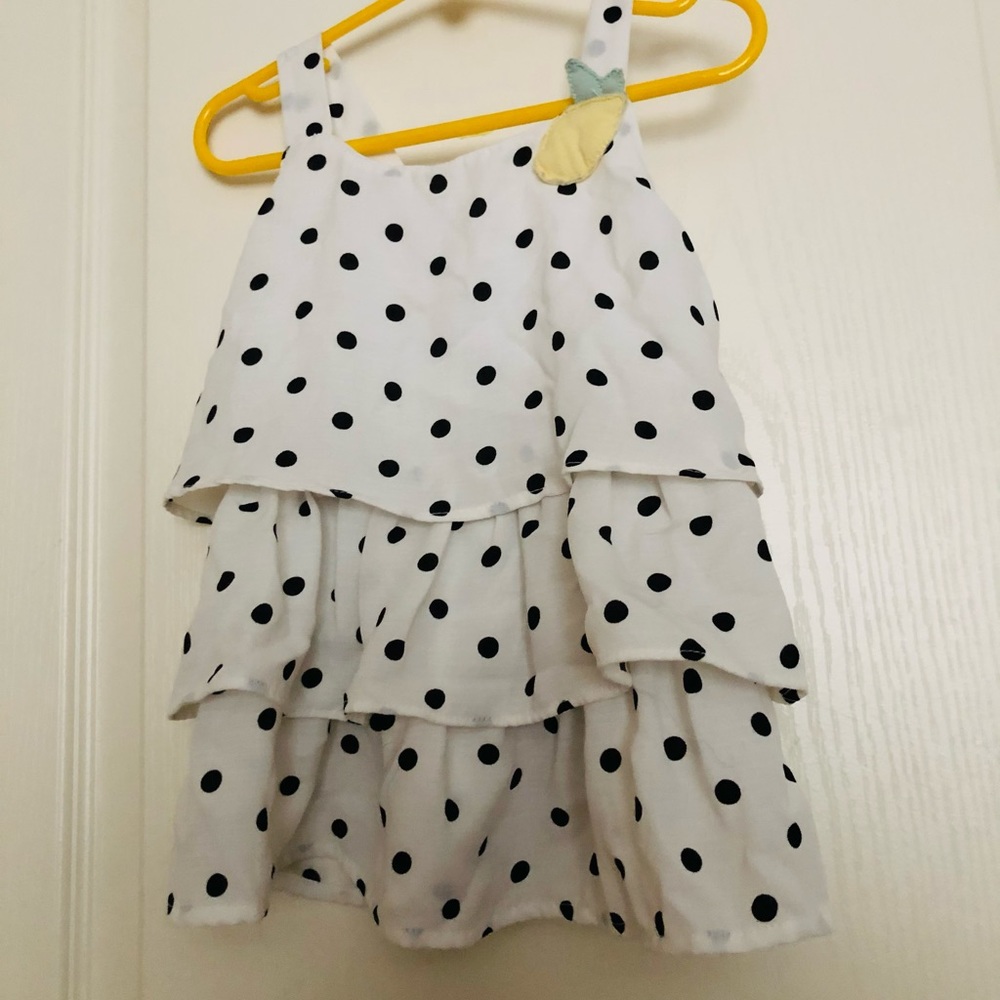 Little Lass 2 Piece White Polka Dot Lemon Set